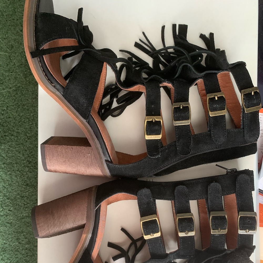 Jeffery Campbell Ibiza suede fringe sandal.